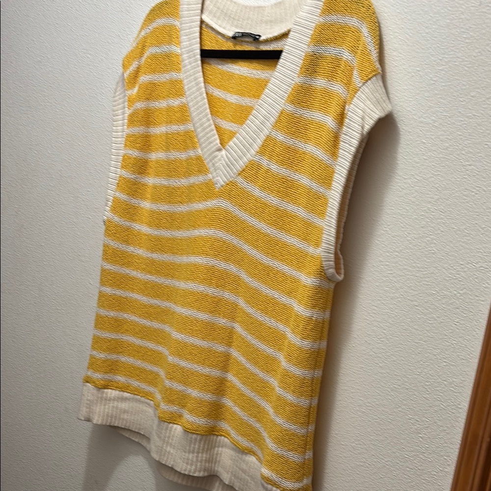 Striped Yellow and White Knit Vest